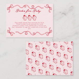 Carte D'accompagnement Red Cherry Cupcake Baby shower fille rose