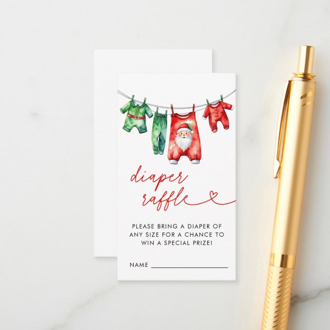 Carte D'accompagnement Red Christmas Père Noël Baby shower Déchets Raffle (Devant/Arrière en situation)