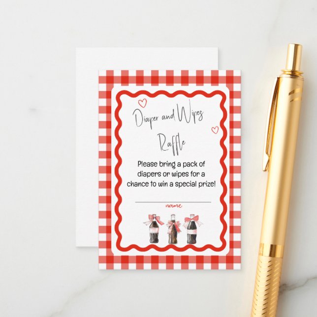 Carte D'accompagnement Red Gingha Baby Soda Ready to POP Diaper or Wipes  (Devant/Arrière en situation)