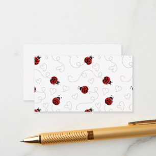 Carte D'accompagnement Red Ladybug Beetle Insect Lover Black Hearts