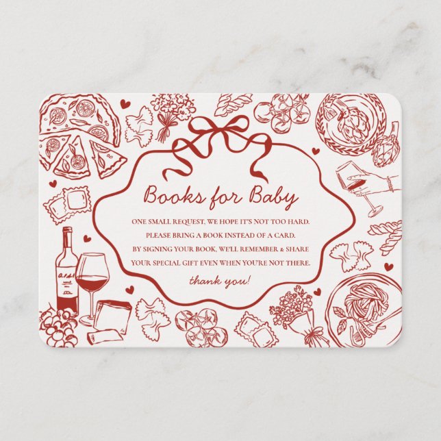 Carte D'accompagnement Red Pasta Special Delivery Italian Books for Baby (Devant)