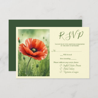 Carte D'accompagnement Red Poppy RSVP Card