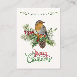 Carte D'accompagnement Red Robin Pine Christmas Holly