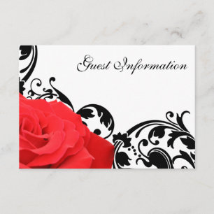 Carte D'accompagnement Red Rose Black Flourish Mariage Informations d'hôt