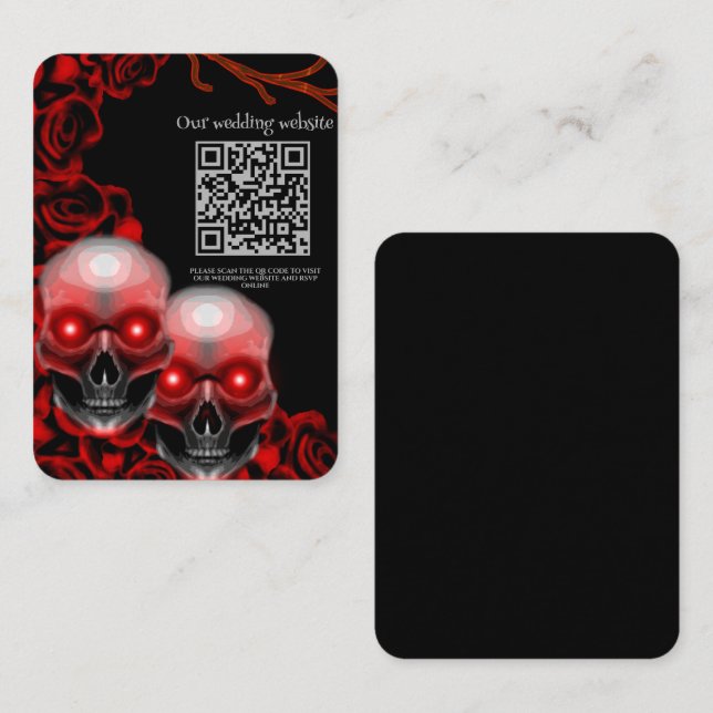 Carte D'accompagnement Red Scary floral sombre moody gothique crâne Hallo (Devant / Derrière)