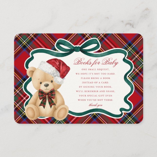 Carte D'accompagnement Red Tartan Christmas Bear Books for Baby Card (Devant)