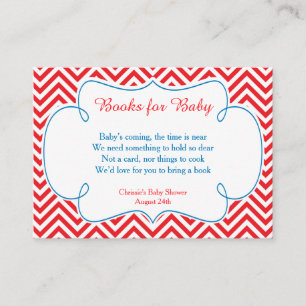 Carte D'accompagnement Red & White Chevron Baseball Baby Book Demande