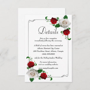 Carte D'accompagnement Red & White Roses Christmas Détails du Mariage