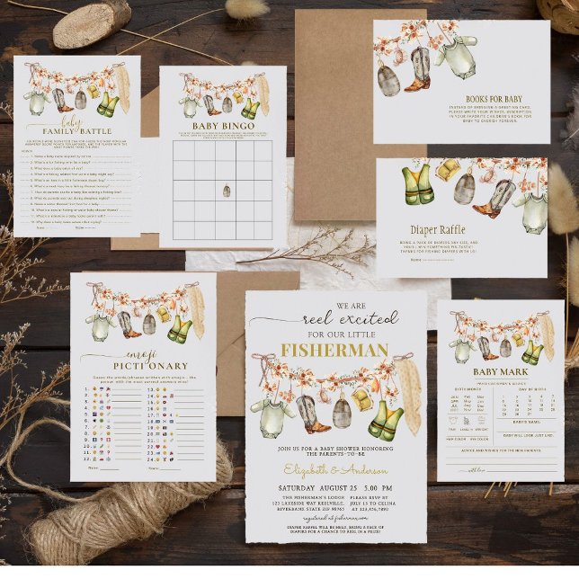 Carte D'accompagnement Reel Excité Fishing Books for Baby shower Card (Créateur téléchargé)