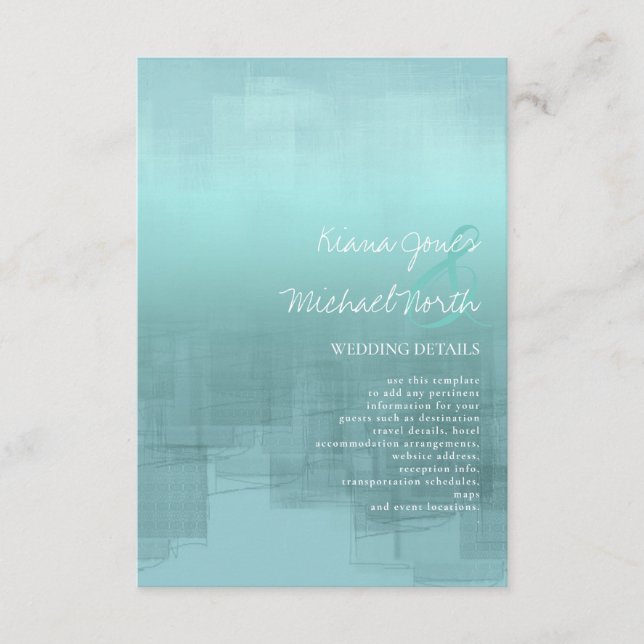 Carte D'accompagnement Réflexions aquarelle Détails ID Turquoise774 (Devant)