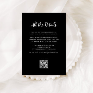 Carte D'accompagnement Regal noir   Mariage Détails de l'invité Code QR
