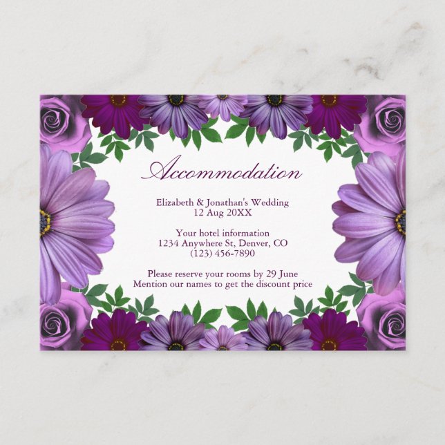 Carte D'accompagnement Regal Purple Floral Mariage Logement (Devant)