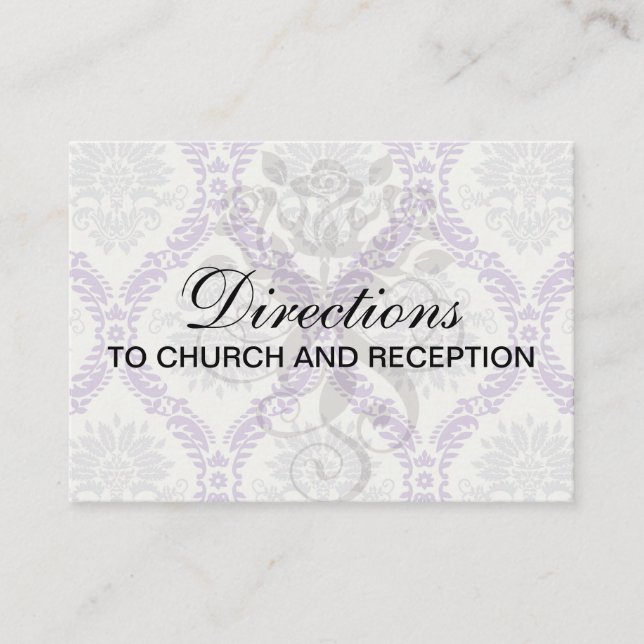 Carte D'accompagnement régal violet gris et crème damassé (Devant)
