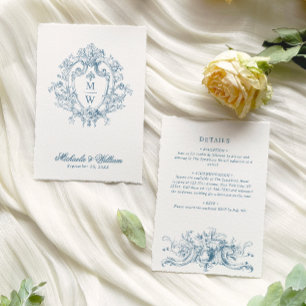 Carte D'accompagnement Régence vintage Monogram Crest Détails du Mariage
