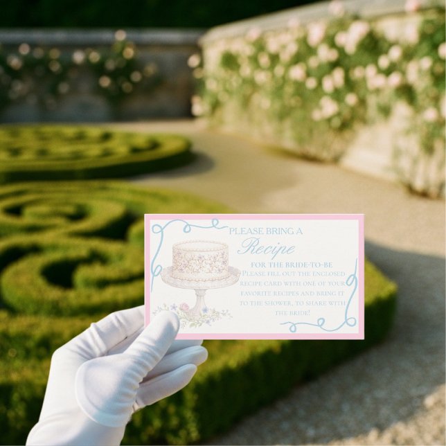 Carte D'accompagnement Regency Garden Party Request Recipe Bridal Shower (Regency Garden Party Request Recipe Bridal Shower Enclosure Card)