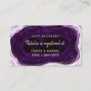 Carte D'accompagnement Registre Cadeau Amethyst Purple Silver Geode Douch