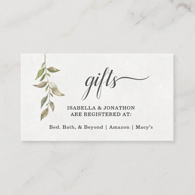 Carte D'accompagnement Registre Cadeau Aquarelle Insertion / Enceinte Inv (Devant)