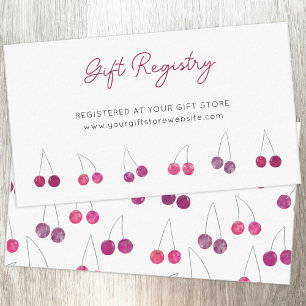 Carte D'accompagnement Registre cadeau Baby shower d'aquarelle cerise