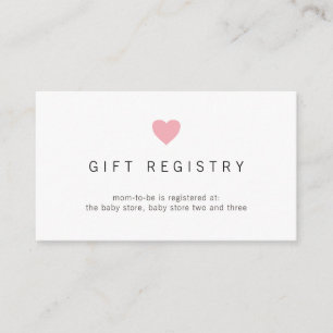 Carte D'accompagnement Registre cadeau Baby shower fille coeur rose
