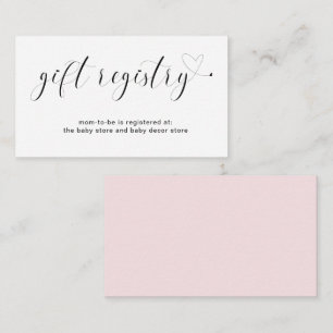 Carte D'accompagnement Registre Cadeau Coeur rose mignon fille Baby showe