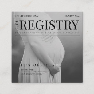 Carte D'accompagnement Registre cadeau de Baby shower photo de magazine u