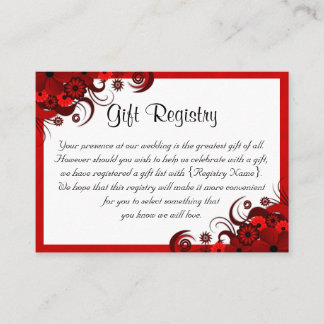 Carte D'accompagnement Registre cadeau de mini-Mariage rouge blanc