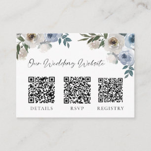 Carte D'accompagnement Registre cadeau Dusty Blue Mariage QR Code RSVP