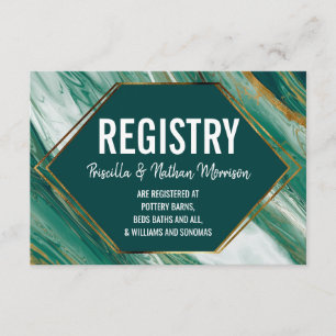 Carte D'accompagnement Registre cadeau Emerald Gold Abstrait Agate Marble