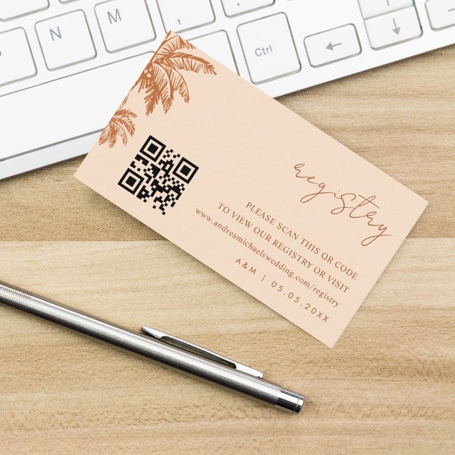 Carte D'accompagnement Registre Cadeau Mariage de code Qr de palmier en t (Créateur téléchargé)