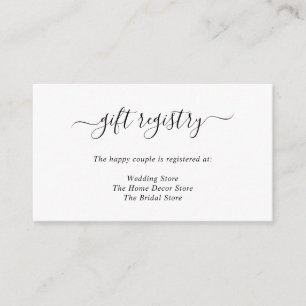 Carte D'accompagnement Registre cadeau Mariage noir blanc simple et éléga