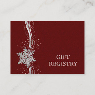 Carte D'accompagnement Registre cadeau mariage Silver Snowflakes rouge