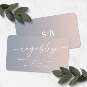 Carte D'accompagnement Registre cadeau Ombre Blue & Pink Wedding shower