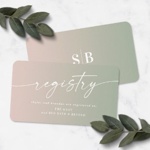 Carte D'accompagnement Registre cadeau Ombre Pink & Green Wedding shower