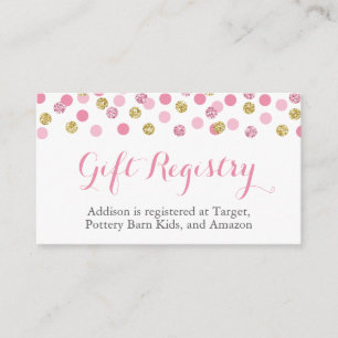 Carte D'accompagnement Registre cadeau Parties scintillant rose et or Ins