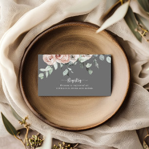 Carte D'accompagnement Registre cadeau Rose Floral Grey Mariage classique