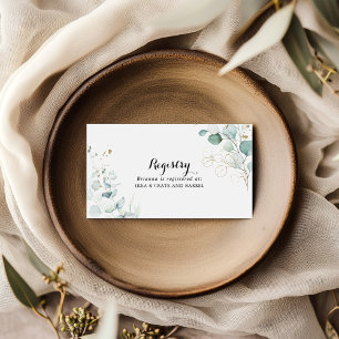 Carte D'accompagnement Registre Cadeau Rustique Mariage Eucalyptus Gold