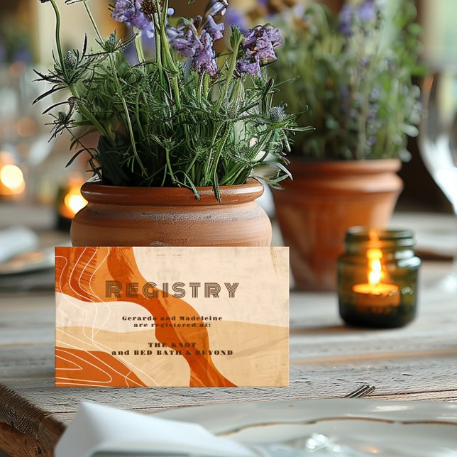 Carte D'accompagnement Registre Cadeau Wedding shower rétro orange brûlé (Créateur téléchargé)