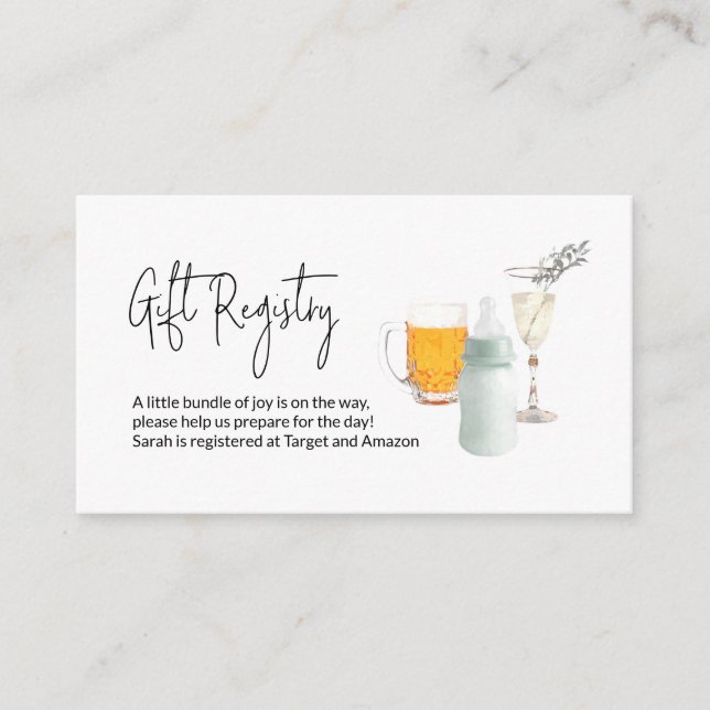 Carte D'accompagnement Registre Cadeaux baby shower Bubbles & Brews (Devant)