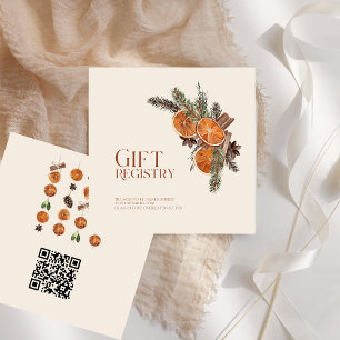 Carte D'accompagnement Registre Cadeaux Baby shower d'orange et de cannel