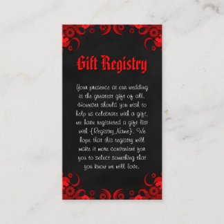 Carte D'accompagnement Registre Cadeaux de Mini Mariage Floral Noir et Ro