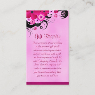 Carte D'accompagnement Registre Cadeaux Fuchsia Hibiscus Mini Mariage