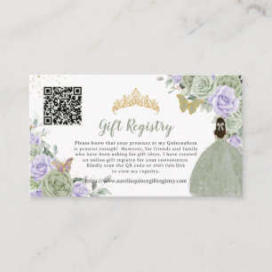 Carte D'accompagnement Registre Cadeaux Sage Green Lilac Floral Quinceañe