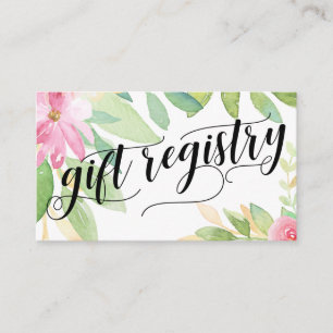 Carte D'accompagnement Registre Cadeaux Script couleur aquarelle Fleurs