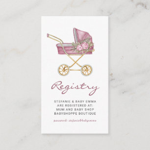 Carte D'accompagnement Registre de Baby shower à rouleaux Vintages roses