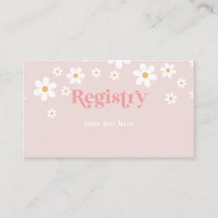 Carte D'accompagnement Registre de Baby shower Daisy Pink
