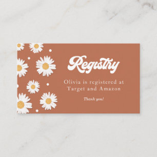 Carte D'accompagnement Registre de Baby shower Daisy Retro