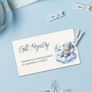 Carte D'accompagnement Registre de baby shower d'ours endormi à l'aquarel
