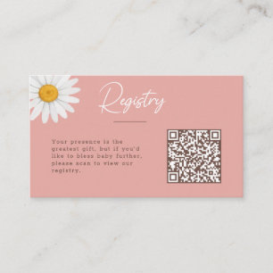 Carte D'accompagnement Registre de Baby Shower Fleurs de Pâquerette Rose 