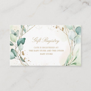 Carte D'accompagnement Registre de Baby shower géométrique Eucalyptus Gre