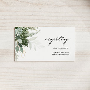 Carte D'accompagnement Registre de Baby shower vert et or moderne